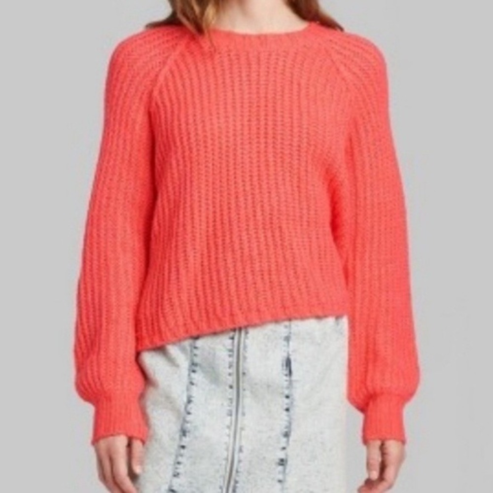 Wild Fable NWT Oversized Cozy Comfy Coral Crop Knit Sweater Size large